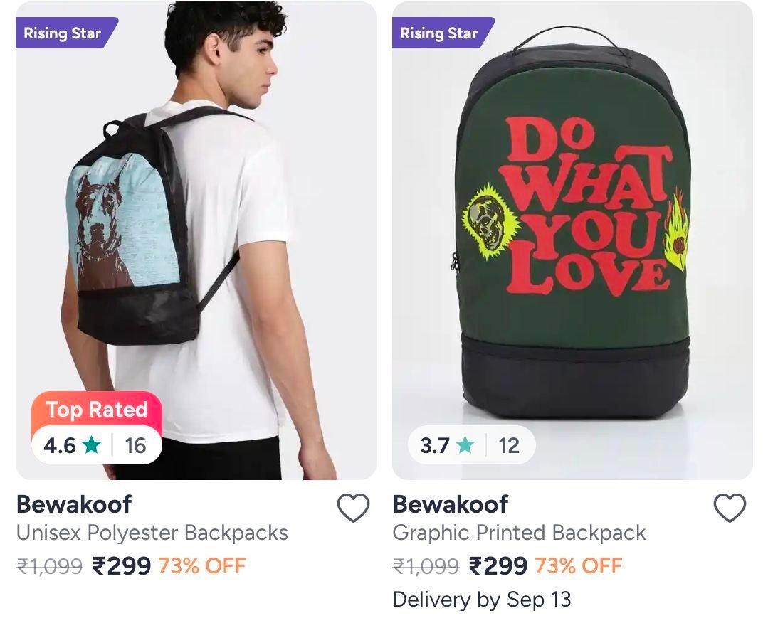 Myntra Bewakoof Backpacks - Up To 73