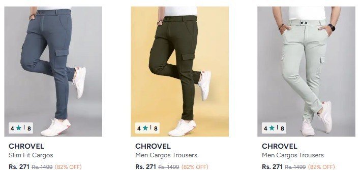 Myntra Branded Cargo Trousers Starts 271men W