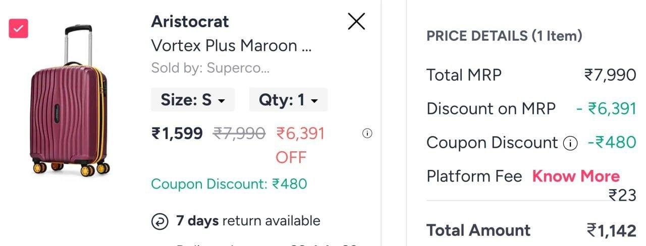 Myntra Branded Luggage Starts 1142 Only4youmasterl