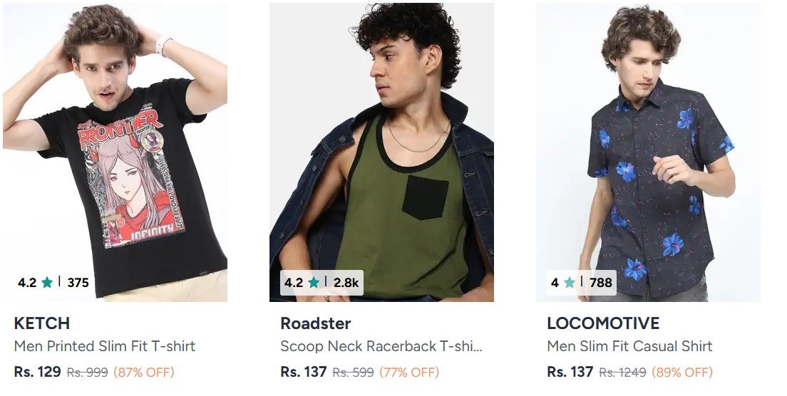 Myntra Branded T-shirt Starts 119women S T-sh