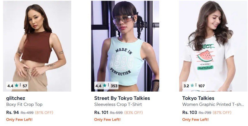 Myntra Branded T-shirt Starts 89women S T-shirt St