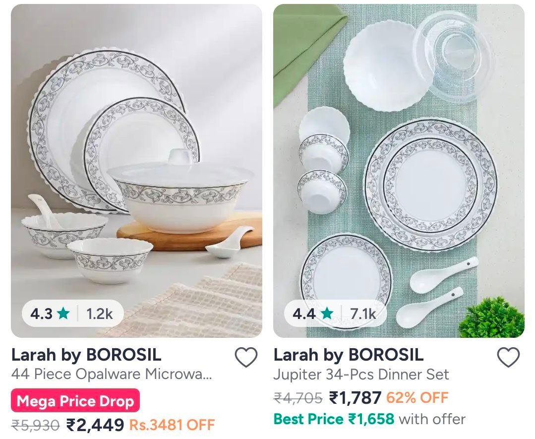 Myntra Buy Cello And Larah By Borosil Dinner 