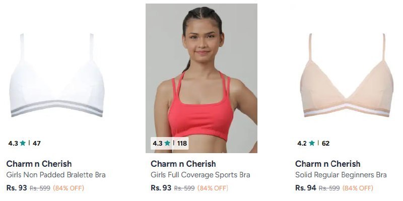 Myntra Charm N Cherish Bra Starting From 93 - ajio minimum 90 off sale