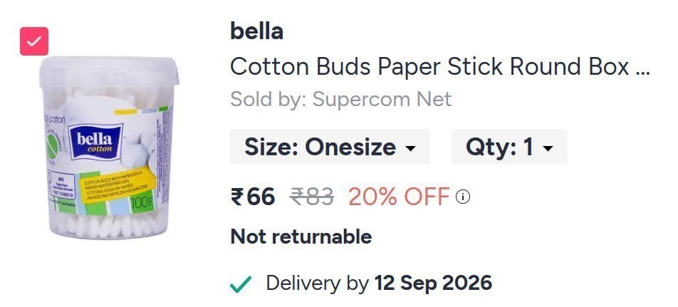 Myntra Cotton Buds Paper Stick Round Box - 10