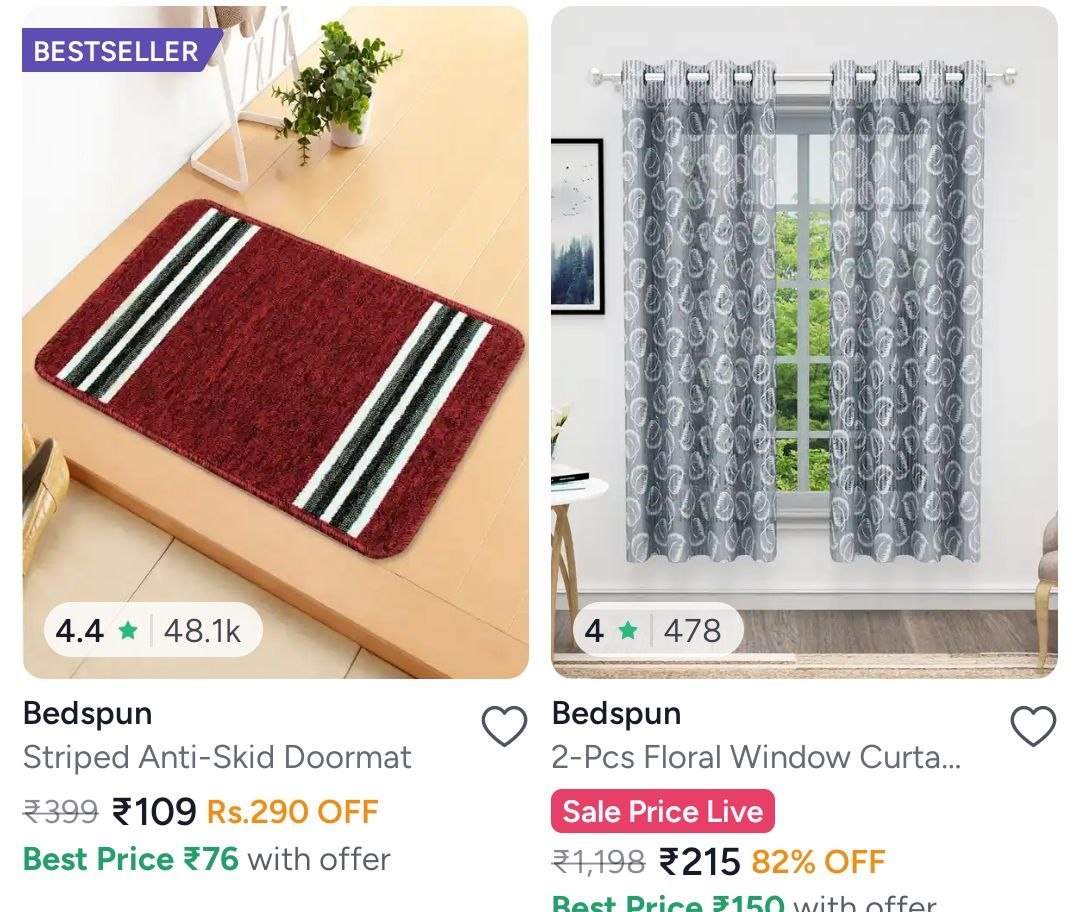 Myntra Doormats Curtains Starts 107