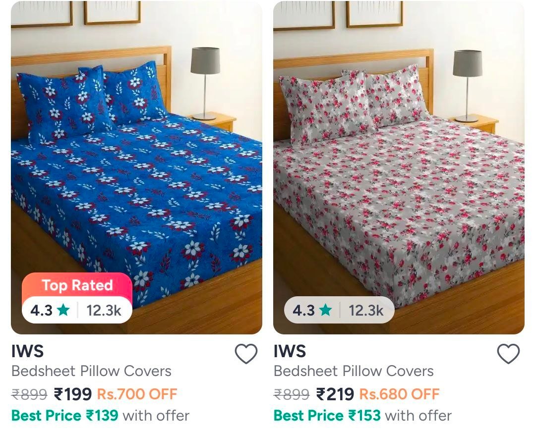 Myntra Double Bedsheets Starting 219