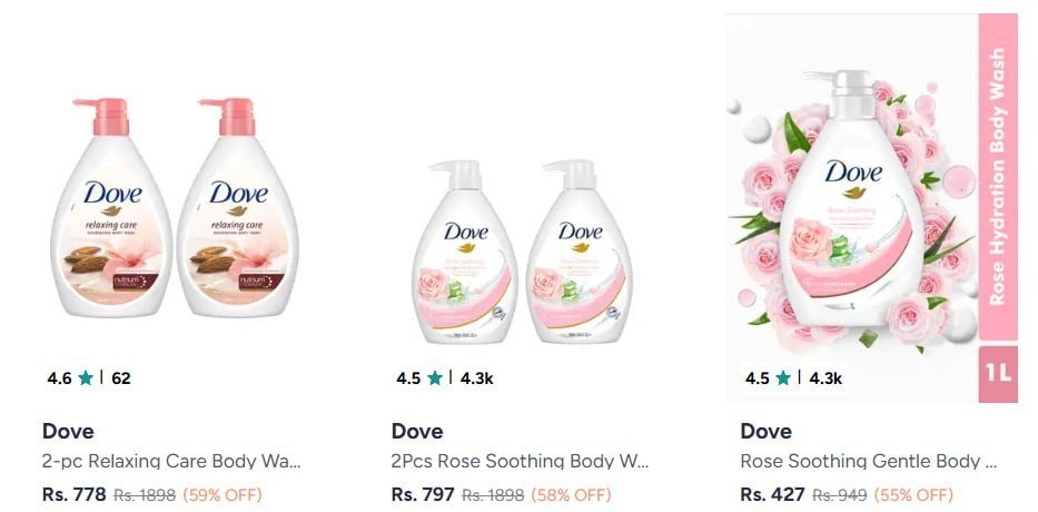 Myntra Dove Body Wash 65-70