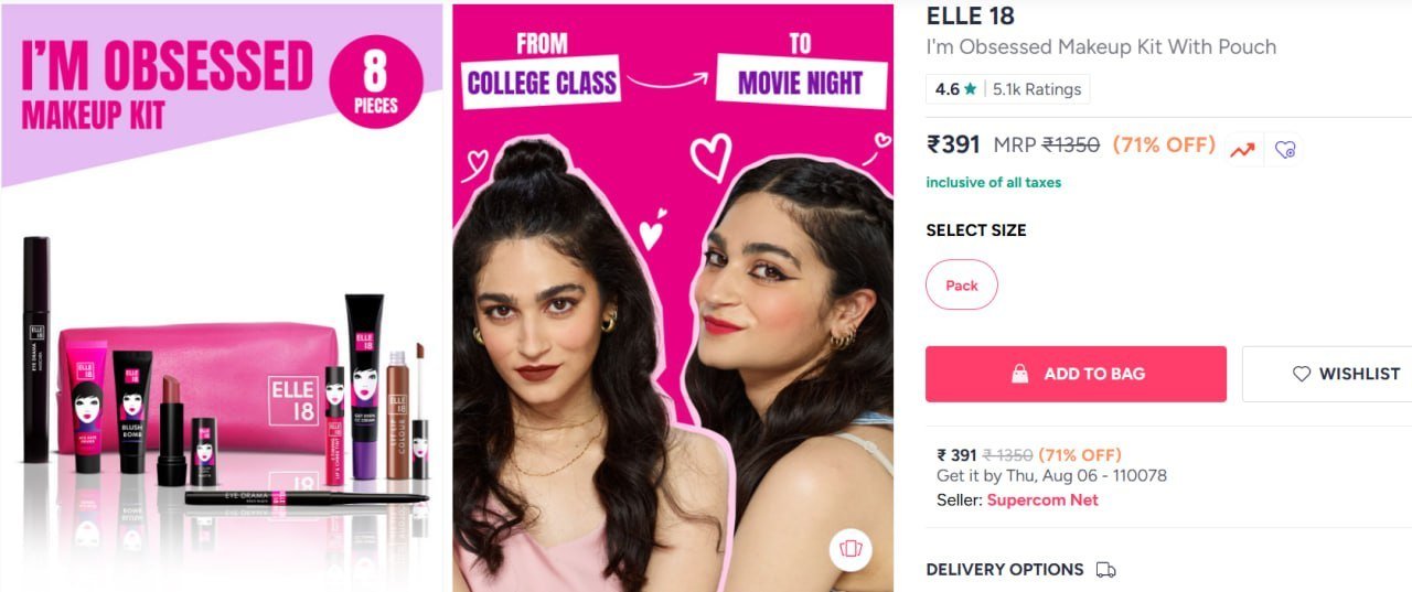 Myntra Elle 18 Makeup Kit At 71 Extra 5 Offco