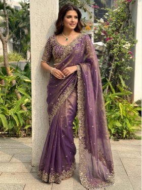 Myntra Ethnic Wear Sangria Embellished Saree 