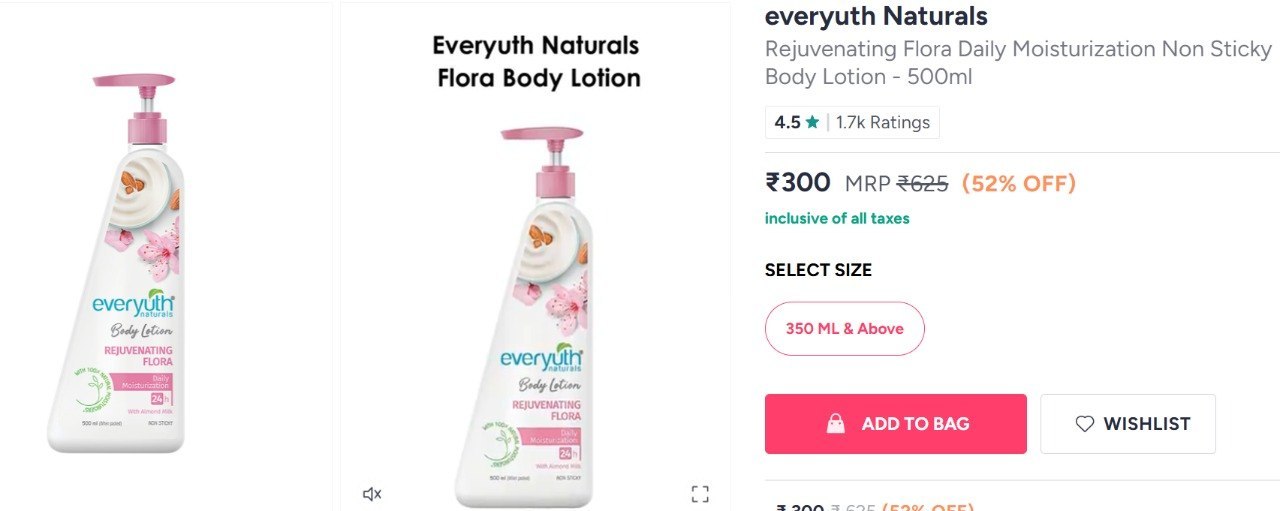 Myntra Everyuth Body Lotion At 52 Offlink - myntra deals today india