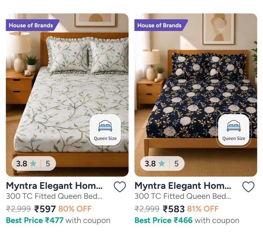 Myntra Frilled Bedsheet At Min 60 Additional 