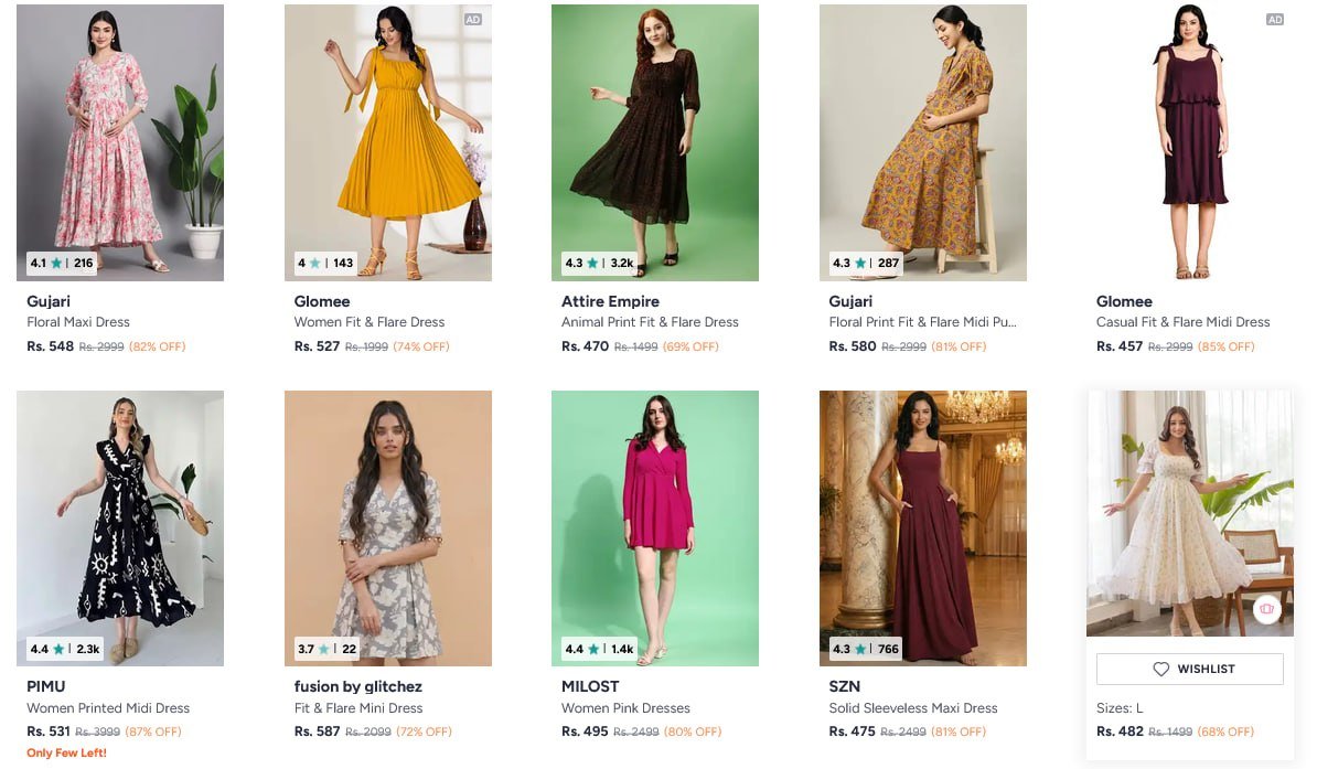 Myntra Fwd Genz Collection Fit Flare Dresses 