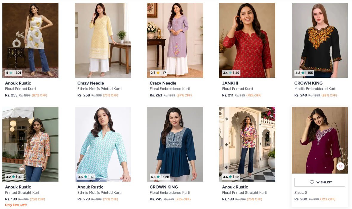 Myntra Fwd Genz Collection Kurtis Under 300 S