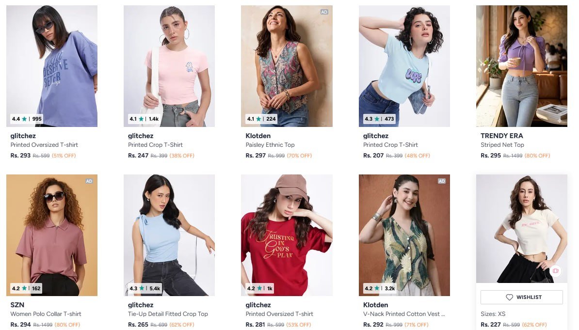 Myntra Fwd Genz Collection Trendy Tops T-shirts Un