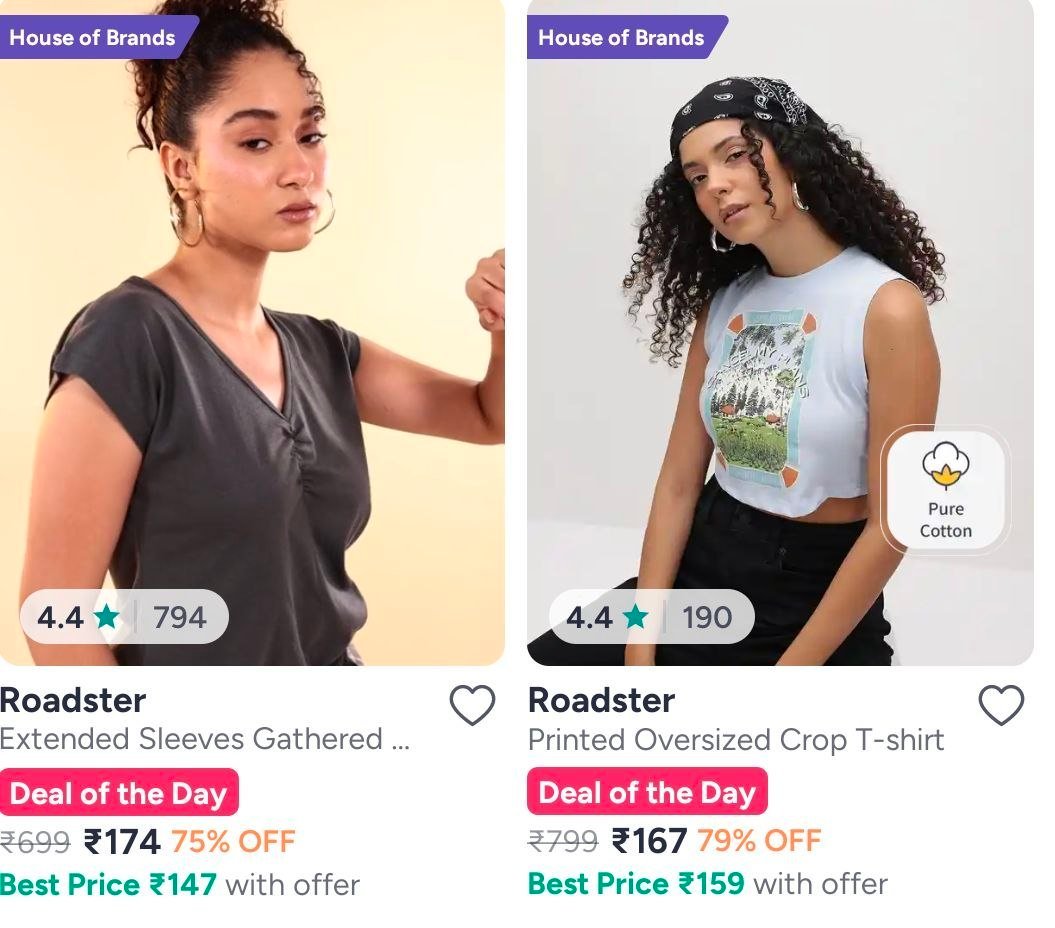 Myntra Ggs Womens -time Deals T-shirts Tops Under 
