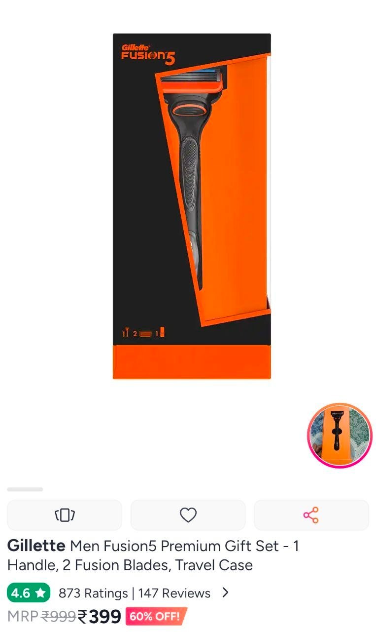 Myntra Great Alert Gillette Fusion5 Premium Gift S