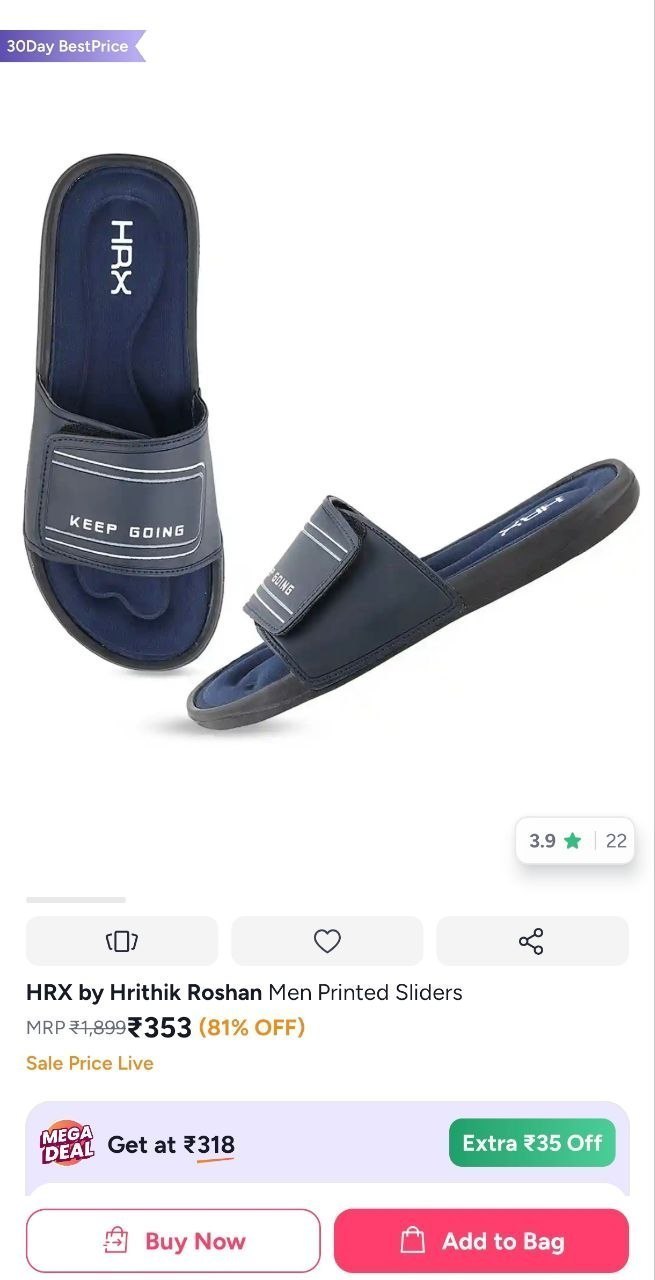 Myntra Hrx By Hrithik Roshan Men Printed Slid