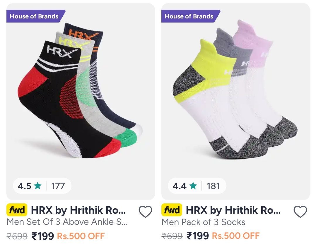 Myntra Hrx Shocks Pack Of 3 Starts 199link