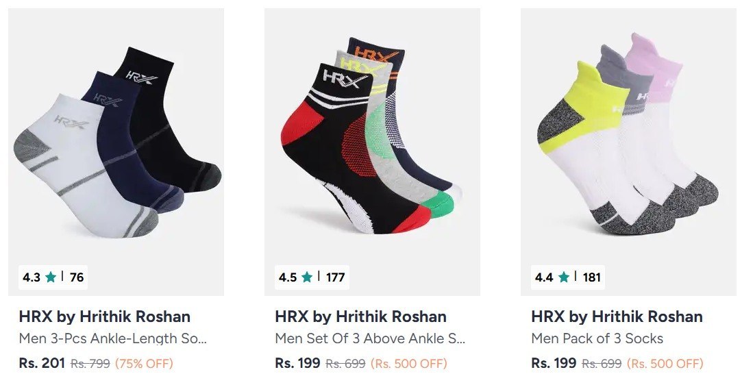 Myntra Hrx Shocks Pack Of 3 Starts 201link - budget fashion shopping