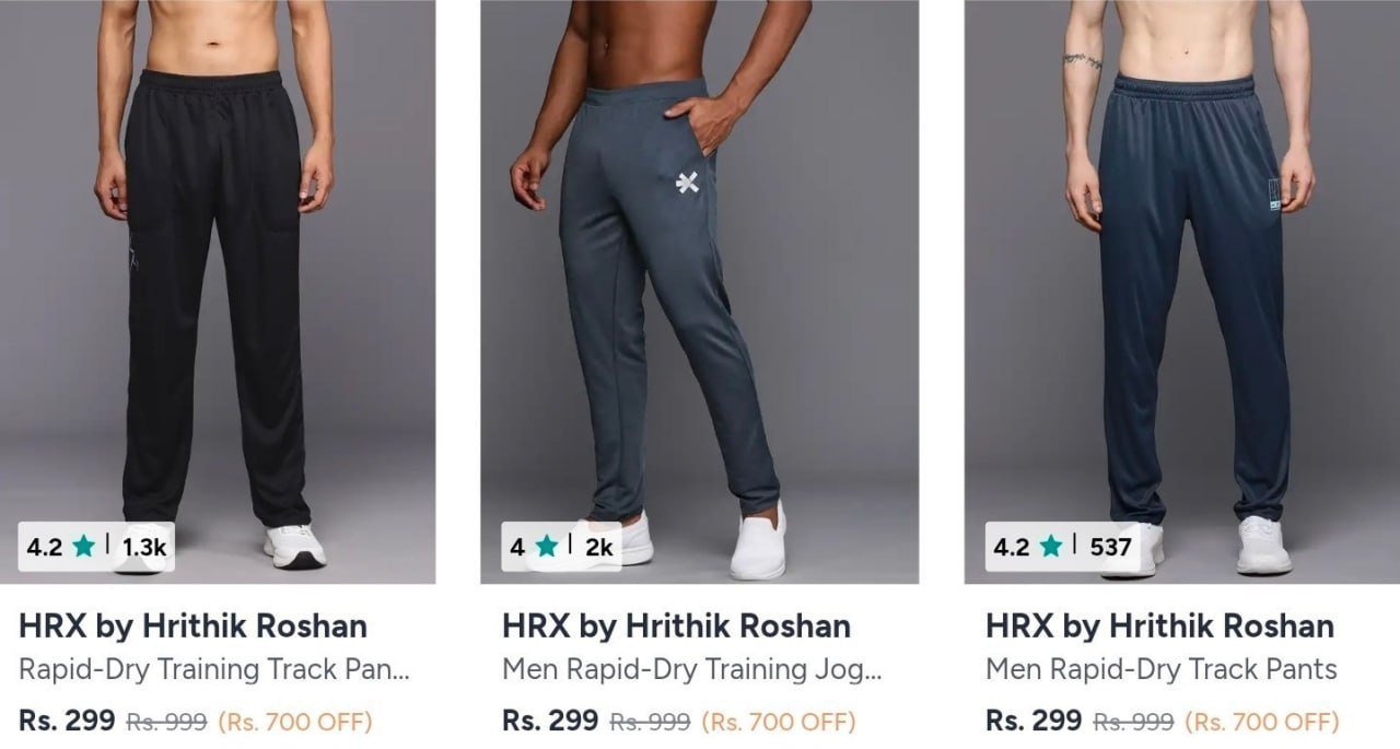 Myntra Hrx Trackpants From 299