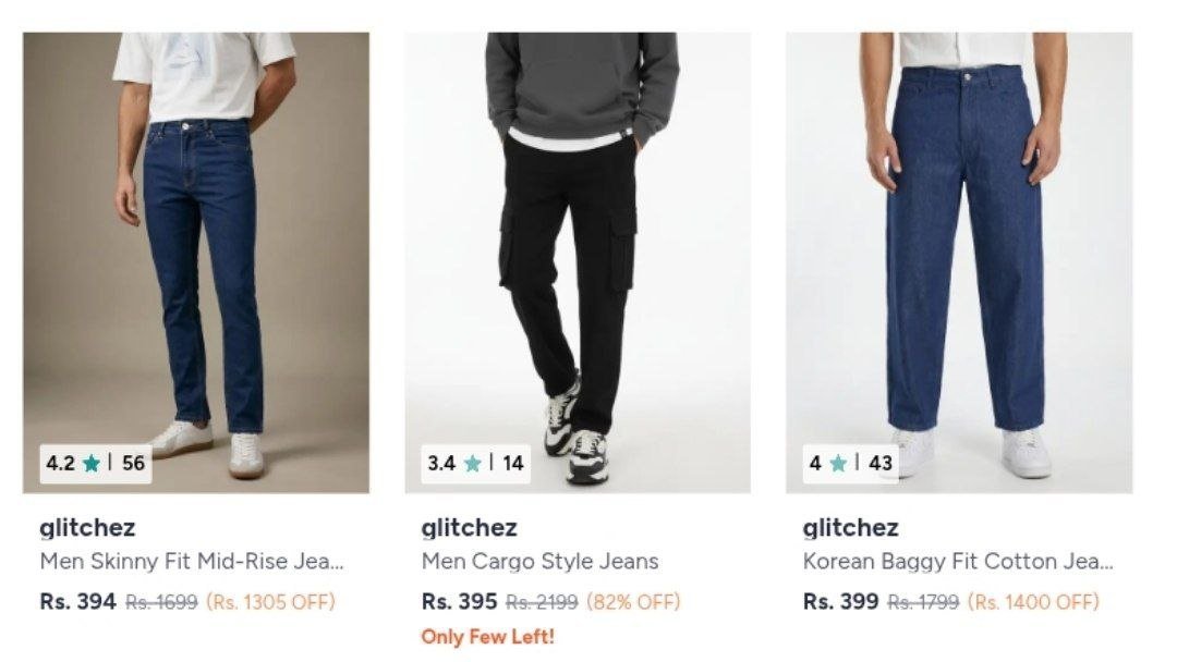 Myntra Jeans 299 Men Women Cargo Trousers 299