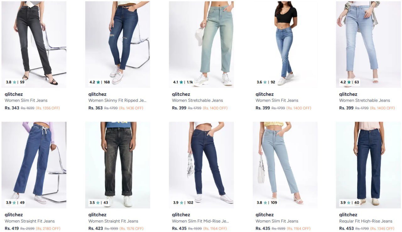 Myntra Jeans 343men Women Cargo Trousers 299m