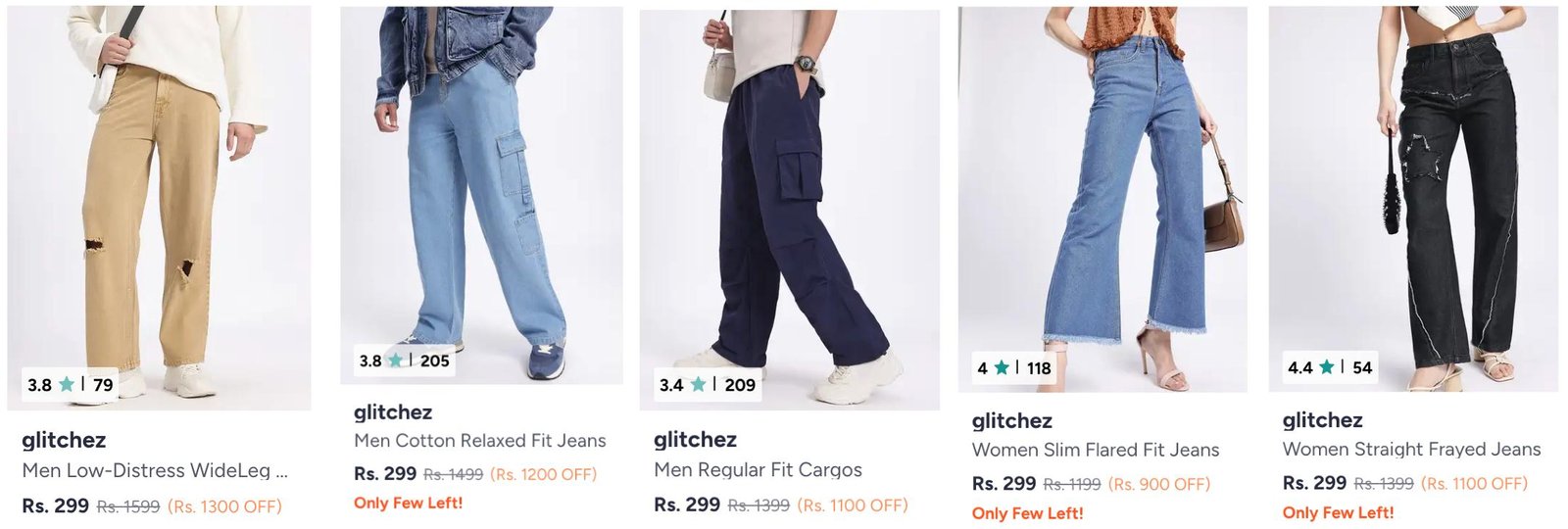 Myntra Jeans At 299 Men Women Cargo Trousers At 29