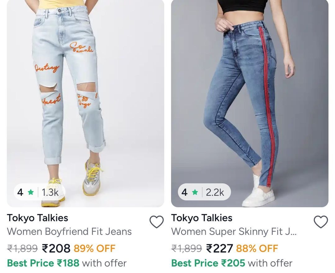 Myntra Jeans Starts 208men Women