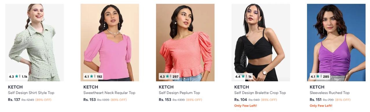 Myntra Ketch Women S Tops Sale Starting From Just 