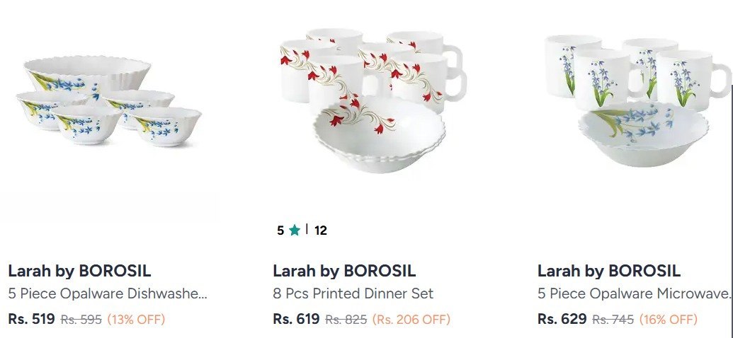 Myntra Larah By Borosil Dinner Sets Starts At Just Rs 619 - myntra coupon code today