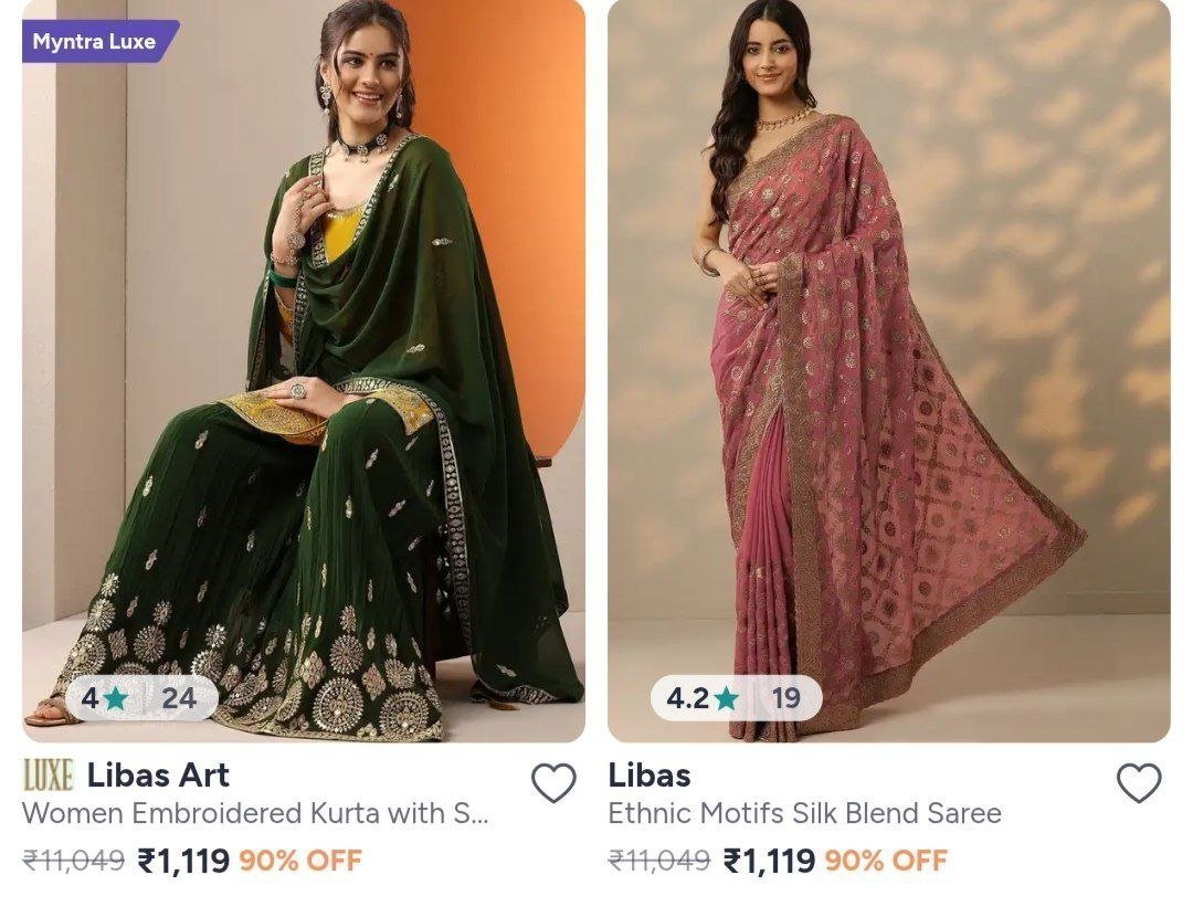 Myntra Libas 90 Saree Kurta Premium Collectio