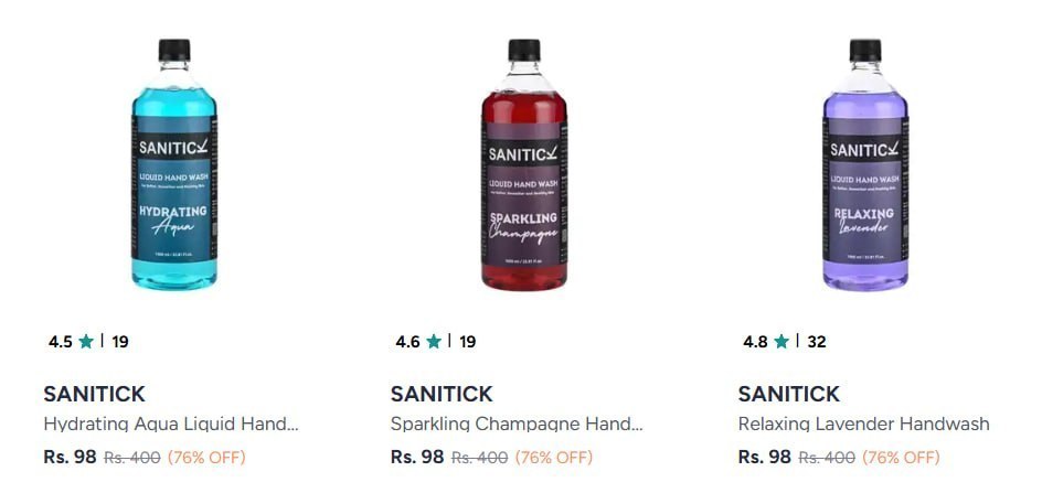 Myntra Liquid Handwash- 1000 Ml 98more -