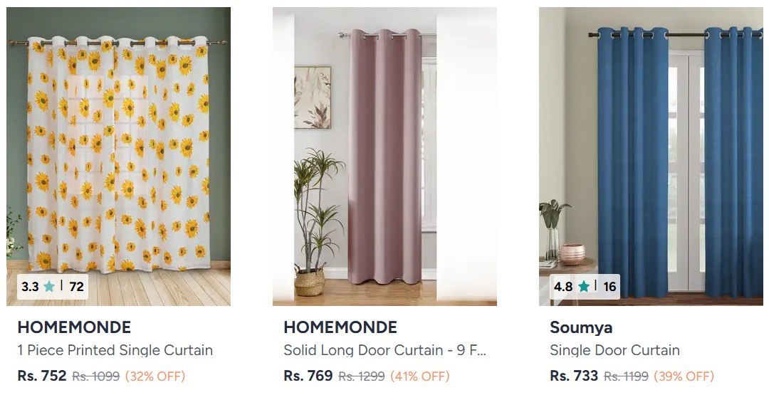 Myntra Long Door Curtains Under 799 - Double Bed J