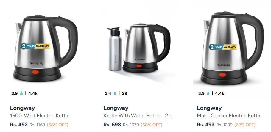 Myntra Longway Electric Kettle Under 699 Buy Exoti