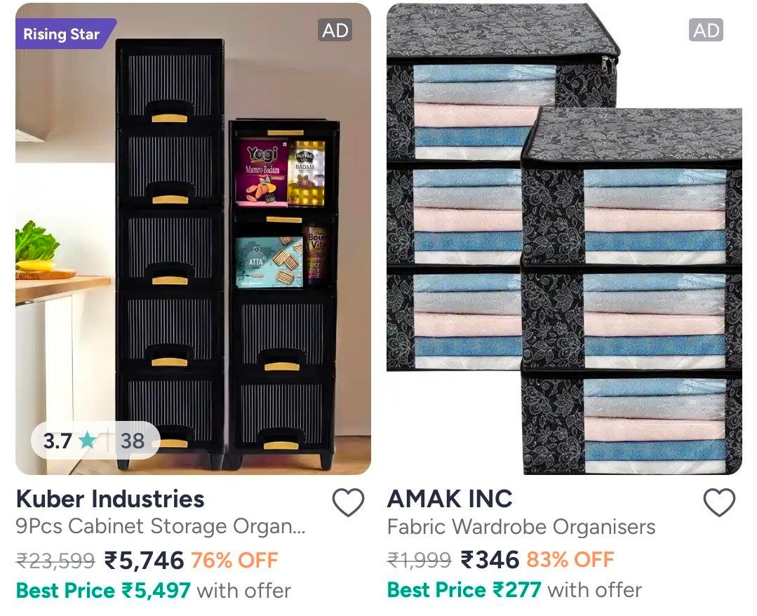 Myntra Loot 12-24 Pcs Cloth Organisers At 83