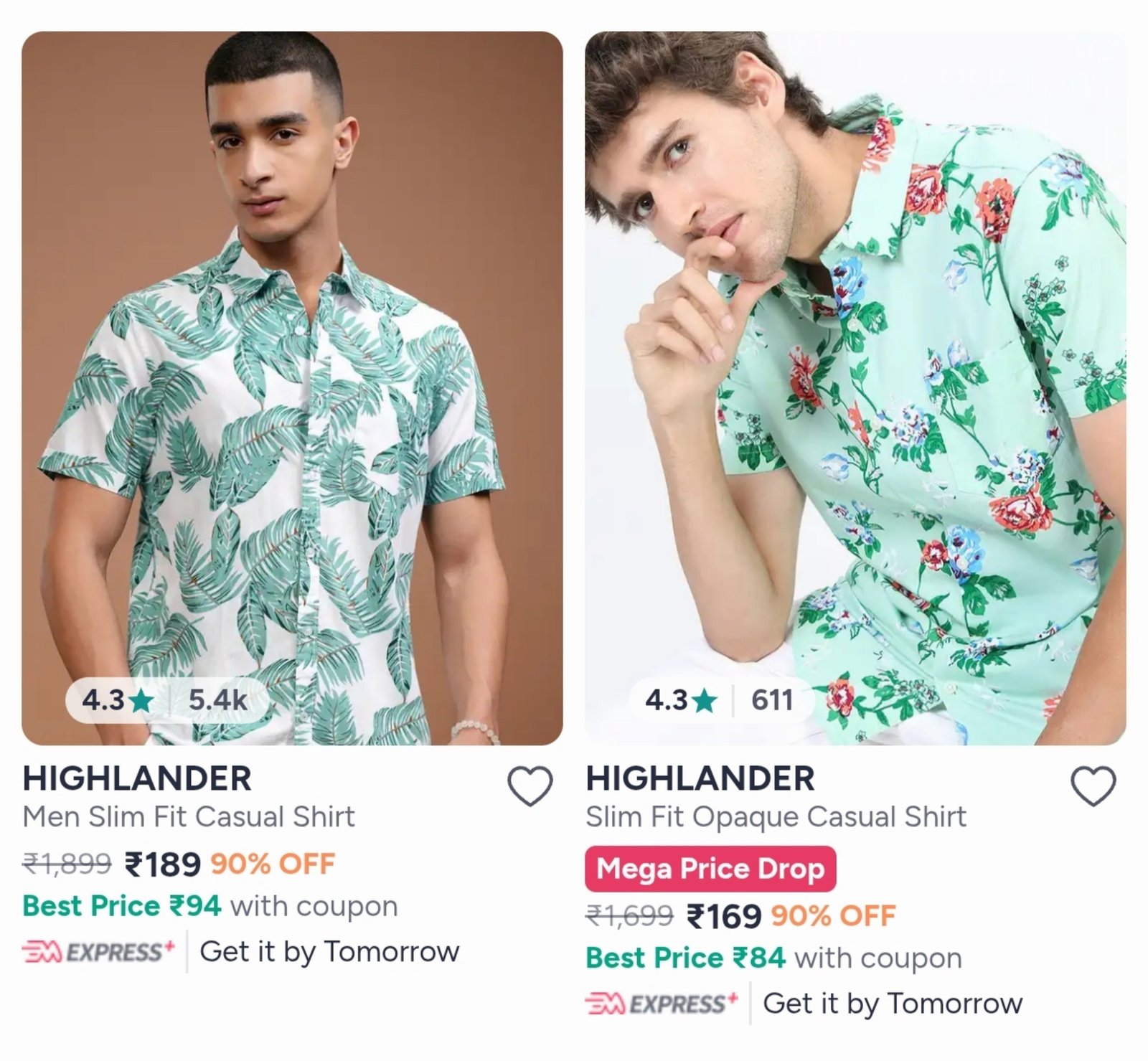 Myntra Loot 90 On Highlander Men Shirts