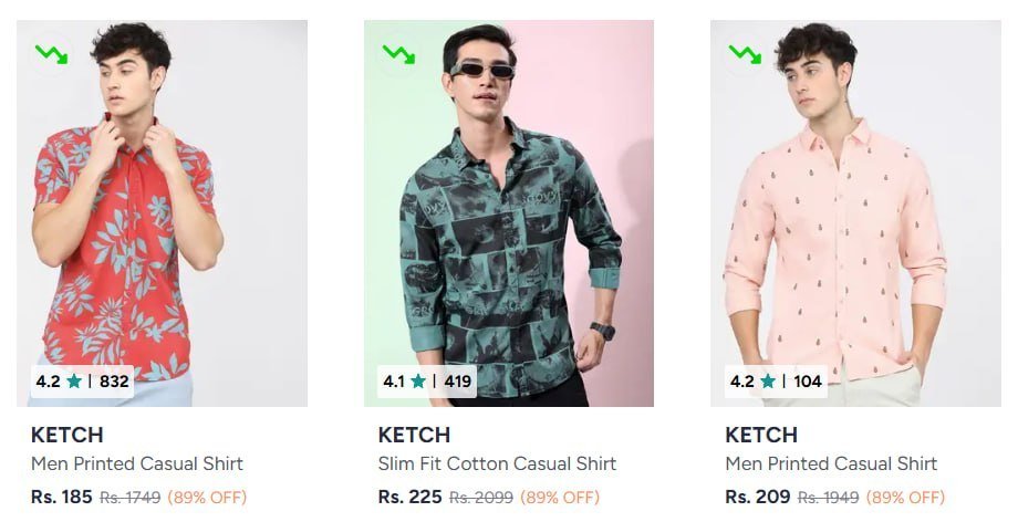 Myntra Loot Ketch Shirts Starting From 185 Li