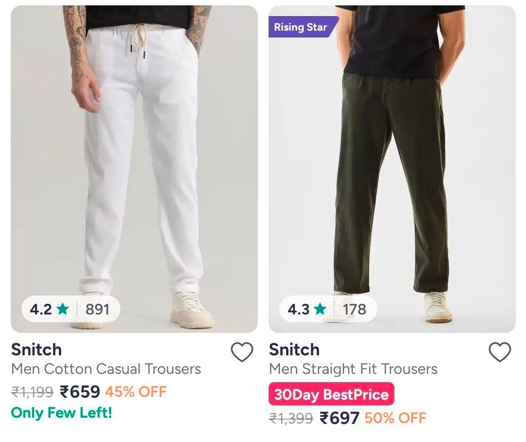 Myntra Loot Snitch Mens Cargo Trousers Starts