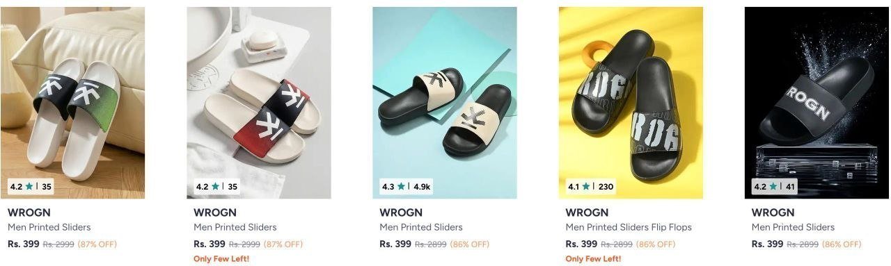 Myntra Loot Wrogn Sliders 399