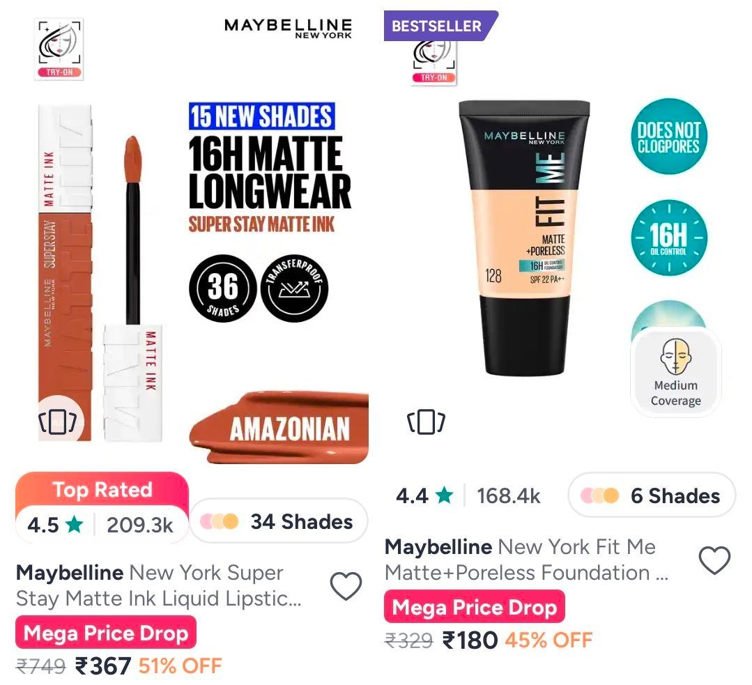 Myntra Loral Maybelline And Garnier 40 - 55 Offlin