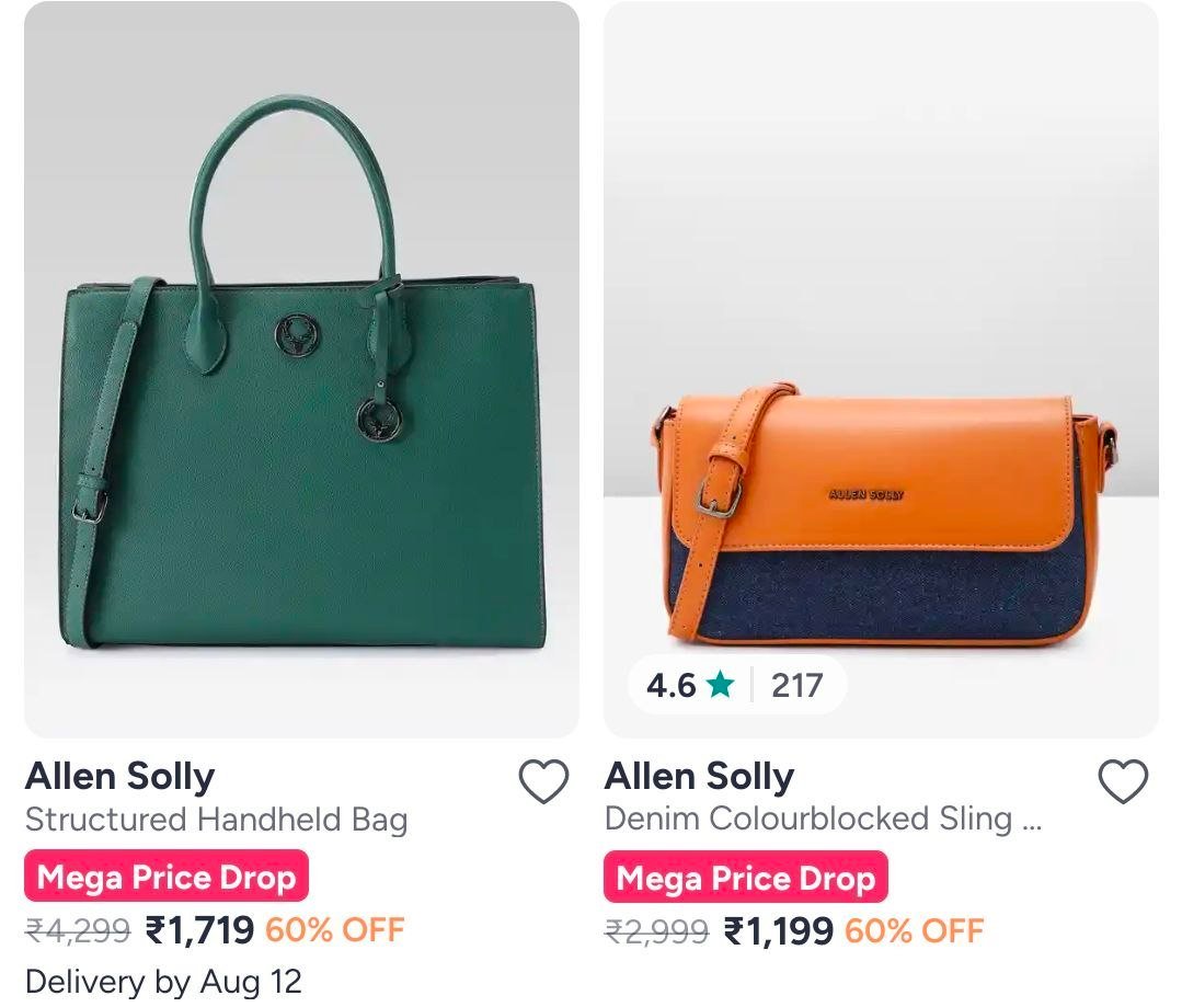 Myntra Massive Handbag Sale Alert Allen Solly