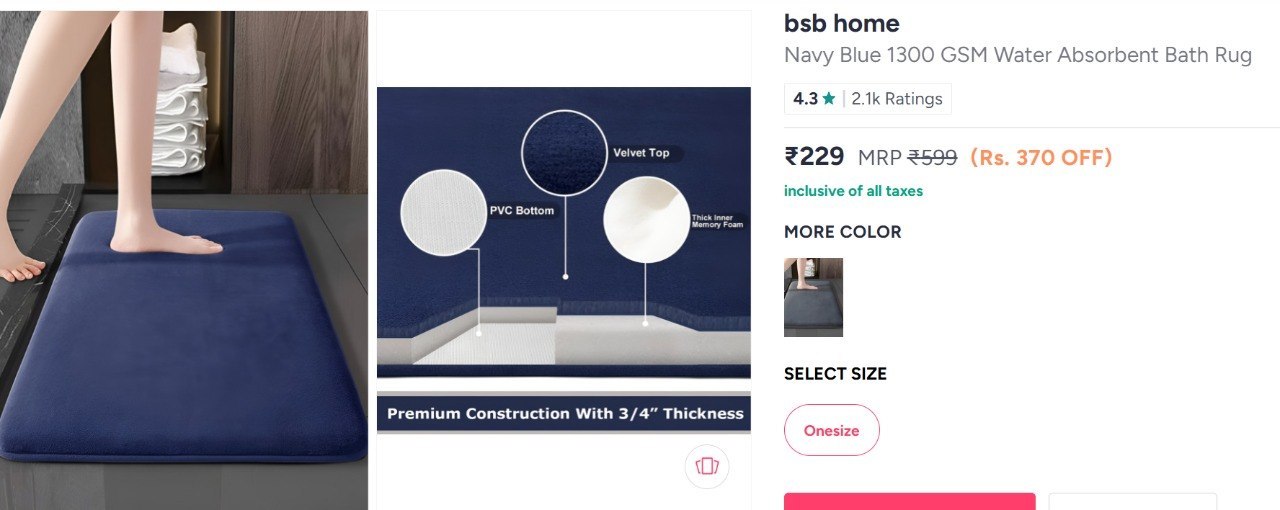 Myntra Memory Foam Bath Rugs 229 - budget fashion shopping