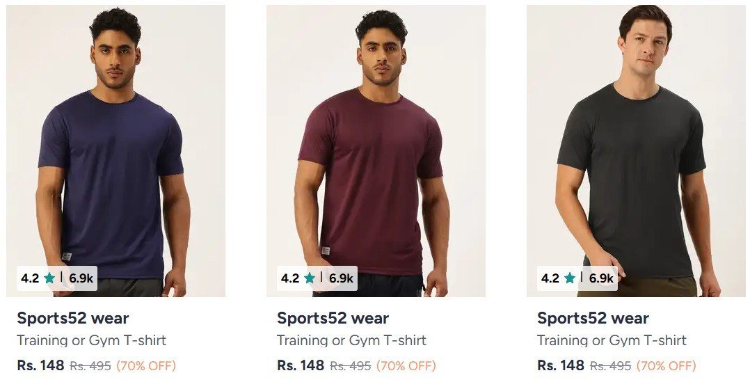 Myntra Men Gym T-shirt Starting From 148 Link