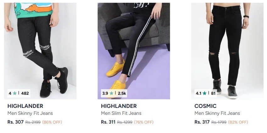 Myntra Men Jeans Starts 307women