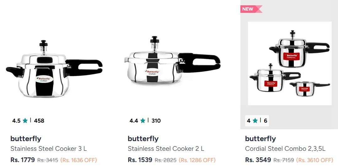 Myntra Min 40 Pressure Cooker Combos - myntra coupon code today