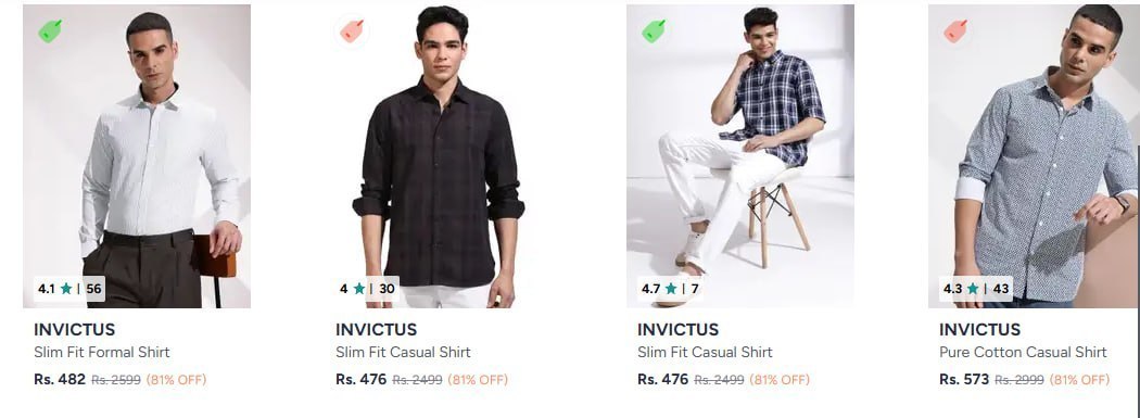 Myntra Min 70 - Invictus Men S Casual Shirts