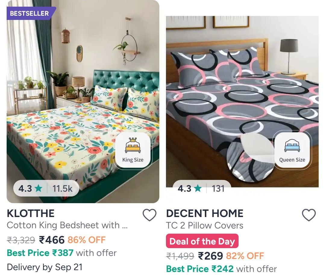 Myntra Min 70 On Double Bed Cotton Bedsheets Min 70 On Newly - budget fashion shopping