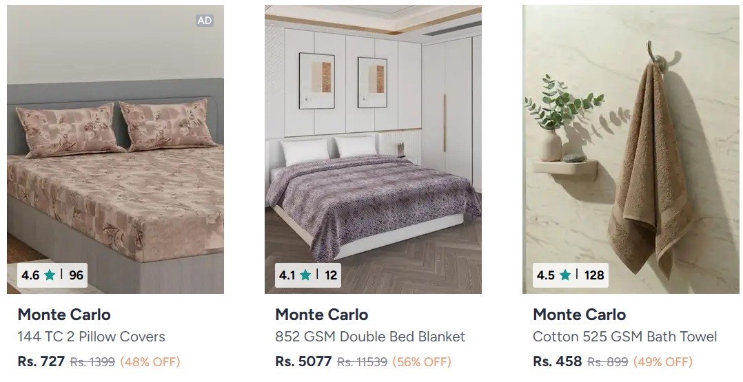 Myntra Monte Carlo - Bedsheet And Summer Blan