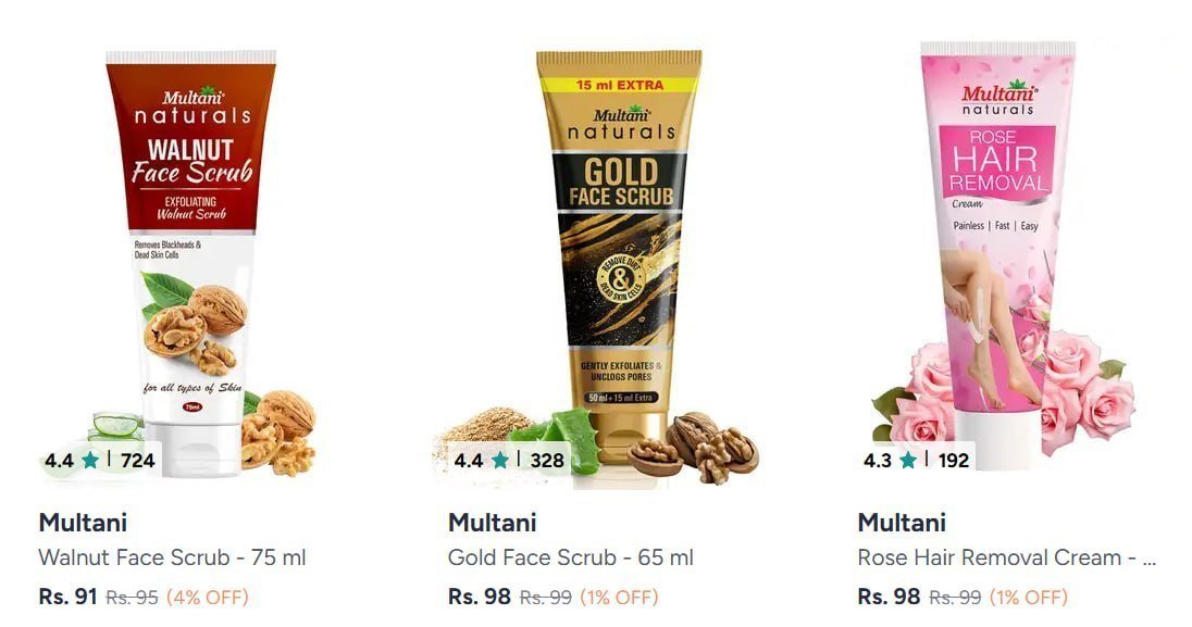 Myntra Multani Face Scrub Exfoliator From 91