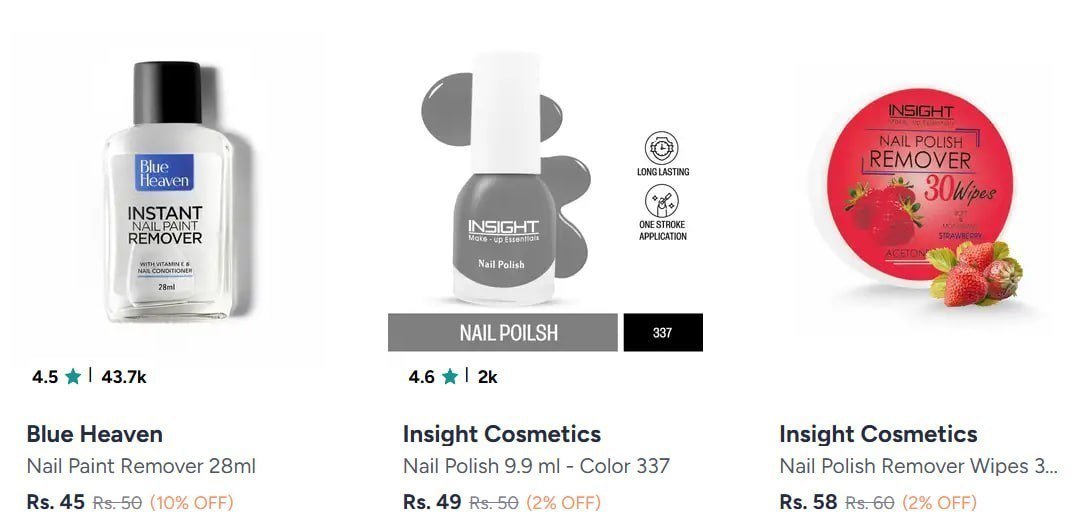 Myntra Nail Polish Remover From 45